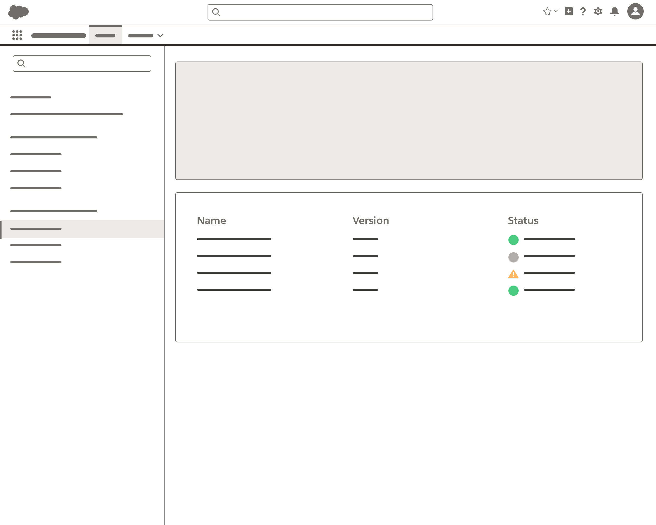 Builder Home stenciled layout with global navigation bar, application navigation bar, lefthand tools panel and search box, and detailed results on the right.
