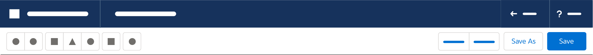 Stencil of a Builder Header with a Save As and Save button in the toolbar.