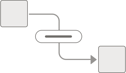 Connector example in base state with two nodes joined by a path that is a diminished color.