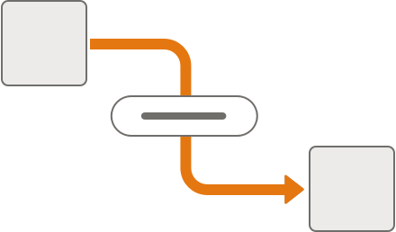 Connector example animating an orange line connecting two nodes.