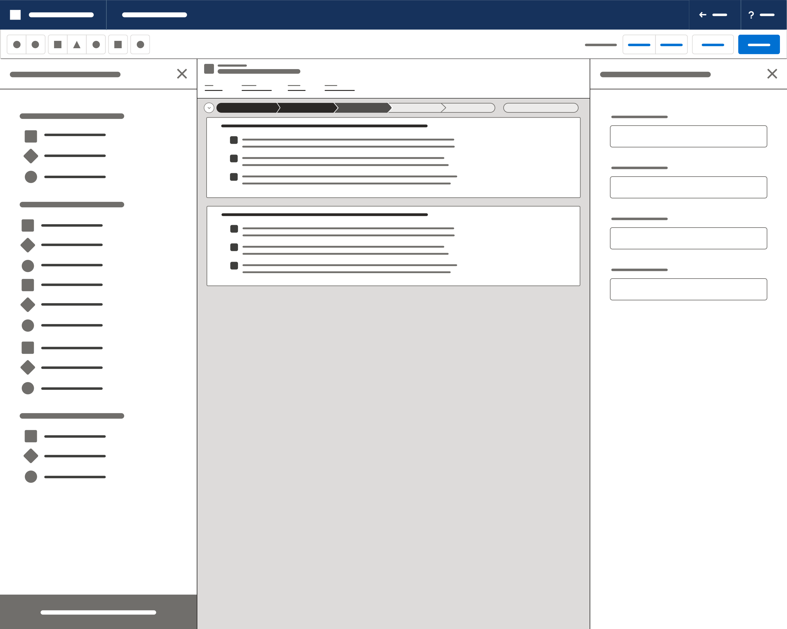 Panel content stencil example with reflowed center content